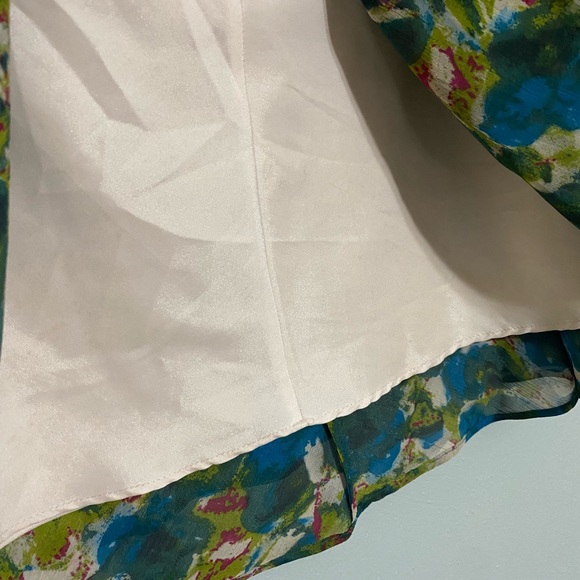 Trulli Layered Flowy Blue-Green Print Skirt Size 6 - Picture 5 of 7